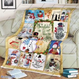 Snowman Blanket, Snowflakes Are Kisses From Heaven Blanket image Snowman Blanket, Snowflakes Are Kisses From Heaven Blanket