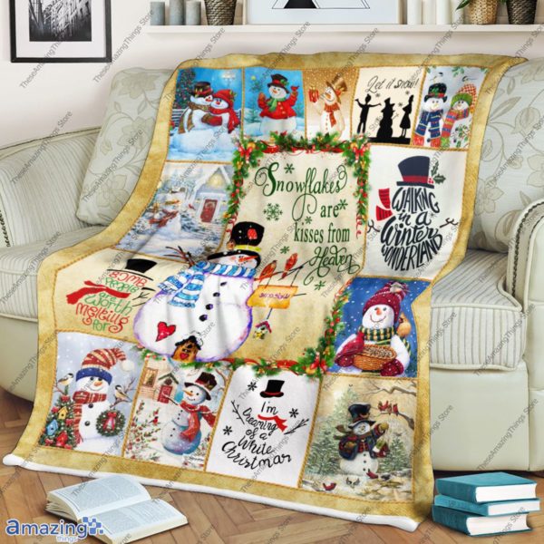 Snowman Blanket, Snowflakes Are Kisses From Heaven Blanket