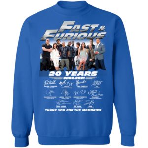 Fast & Furious 20 Years 2002 2021 Character Signature Shirt