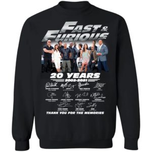 Fast & Furious 20 Years 2002 2021 Character Signature Shirt