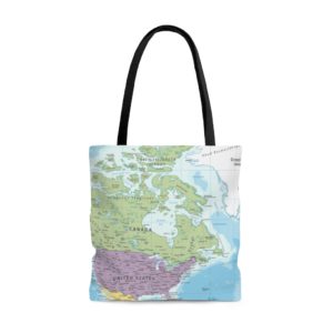 World Map, USA Map All Over Print Tote Bag