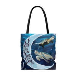 Turtle In The Sea, I Love You To The Moon And Back All Over Print Tote Bag image Turtle In The Sea, I Love You To The Moon And Back All Over Print Tote Bag