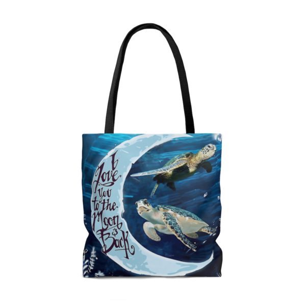 Turtle In The Sea, I Love You To The Moon And Back All Over Print Tote Bag