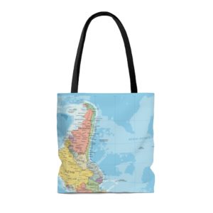 World Map, USA Map All Over Print Tote Bag