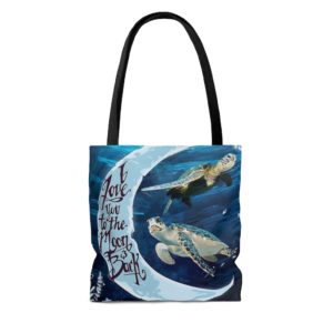 Turtle In The Sea, I Love You To The Moon And Back All Over Print Tote Bag image Turtle In The Sea, I Love You To The Moon And Back All Over Print Tote Bag