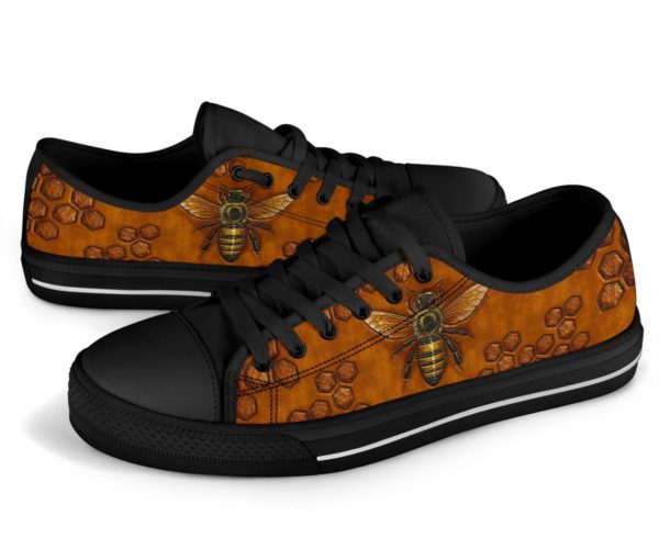 Brown Bee Black Low Top Shoes