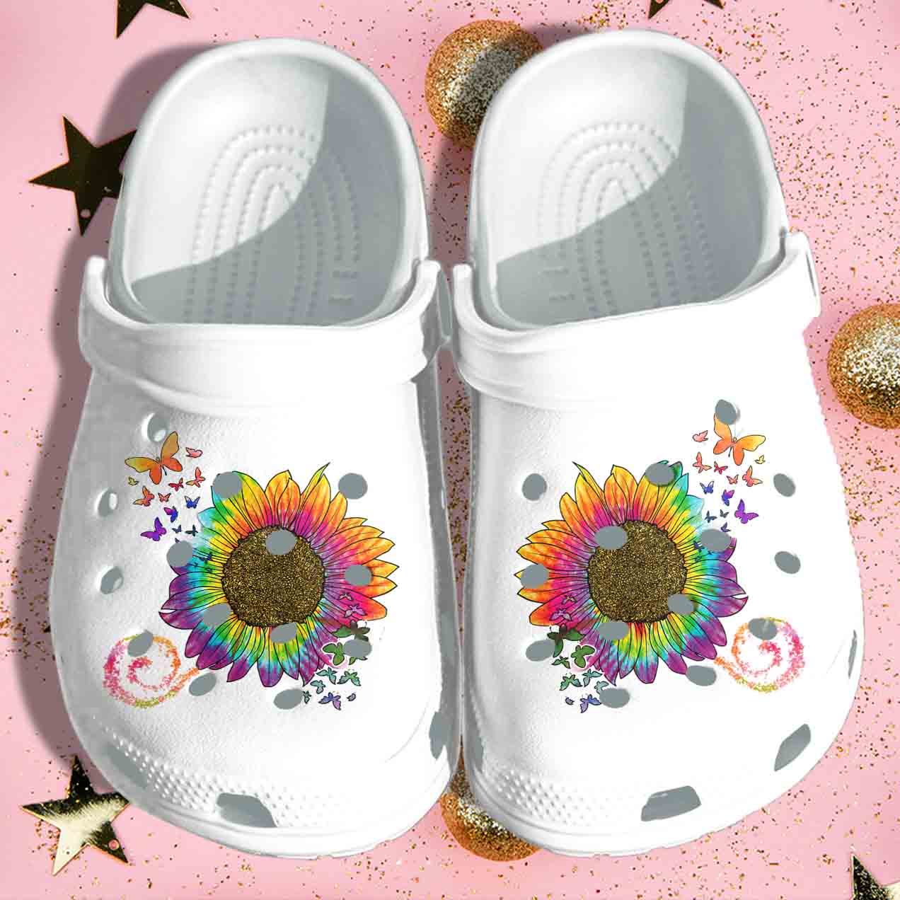 Sunflower Hippie Butterfly Clog Shoes For Men & Women