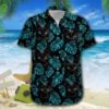 Tropical Leaves And Black Cat Hawaiian Shirt
