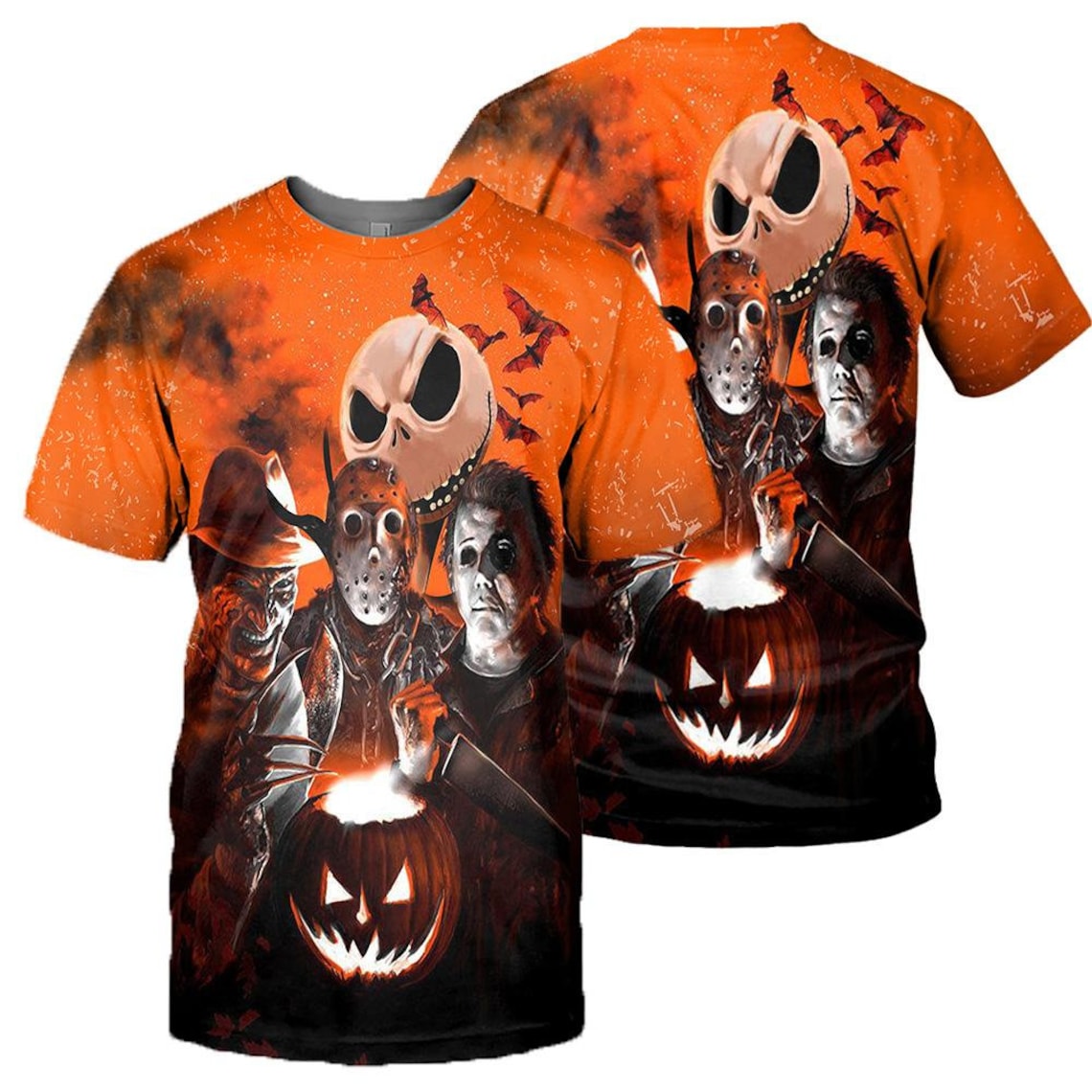 Jack Skellington Halloween Horror Movie Friends All Over Print 3D Shirt