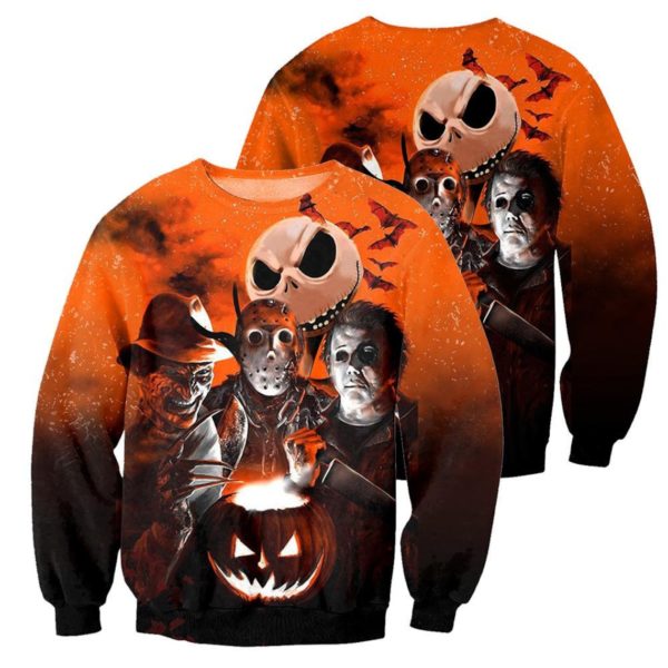 Jack Skellington Halloween Horror Movie Friends All Over Print 3D Shirt