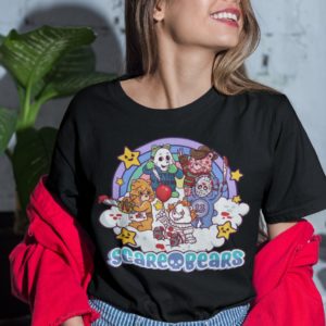 Scary Care Scare Bears Funny Halloween Horror Faces T Shirt