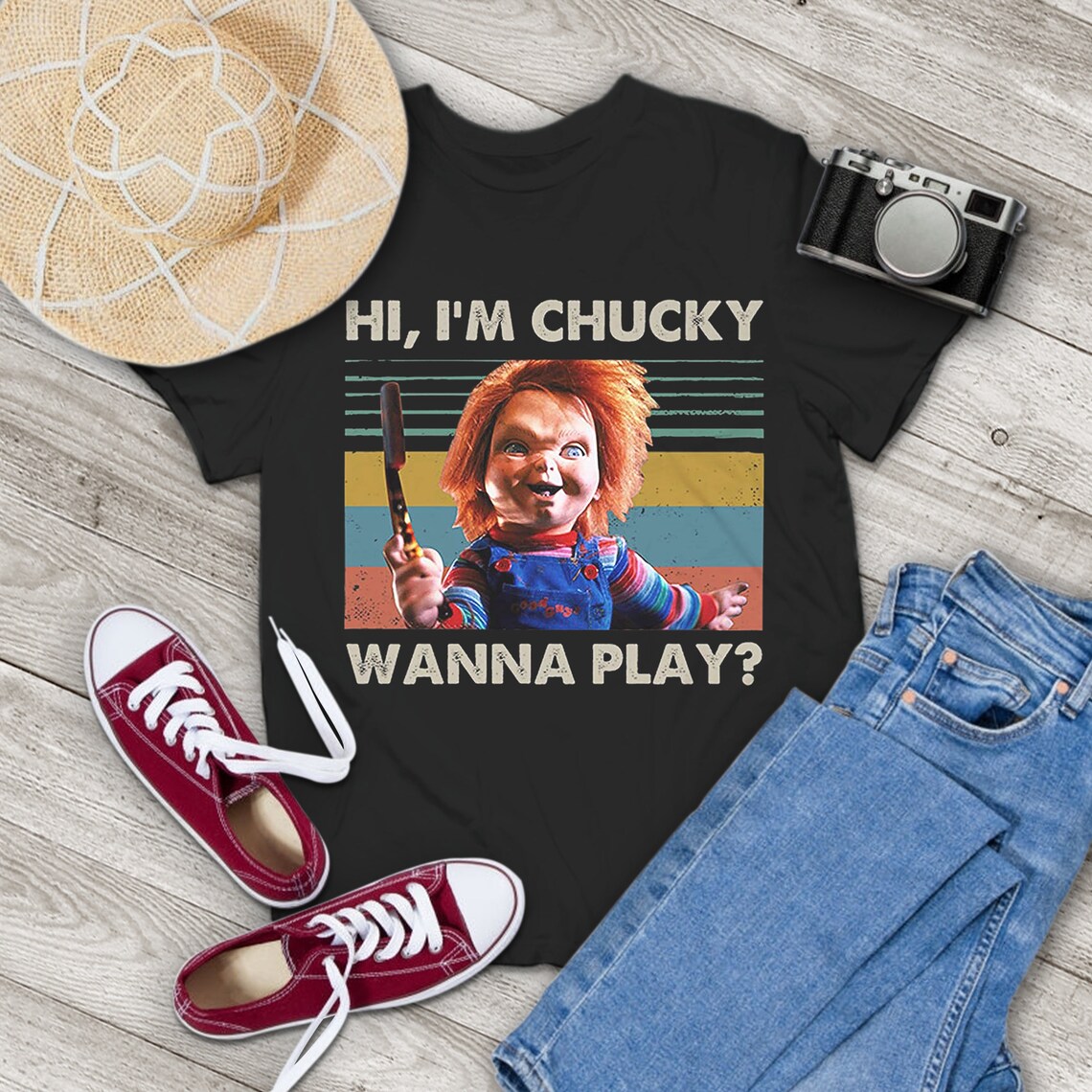 Horror Hi I'm Chucky Wanna Play Halloween T Shirt