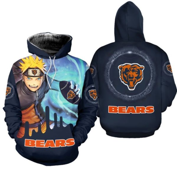 Chicago Bears Naruto 3D All Over Print Hoodie