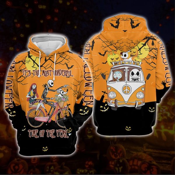 It's The Most Wonderful Time Of The Year Jack Skellington and Sally 3D Hoodie