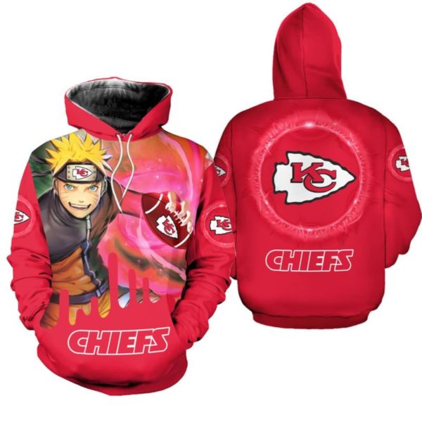 NFL Hoodie Kansas City Chiefs Naruto 3D All Over Print Hoodie