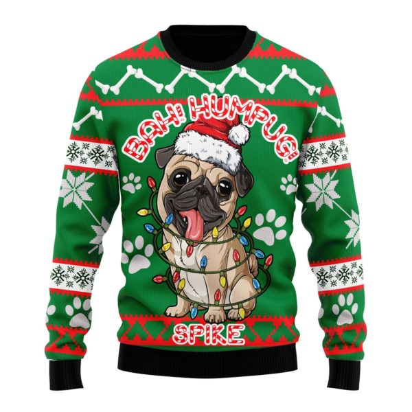 Bah Humpup Pug Dog Christmas Hat Funny Ugly Sweater
