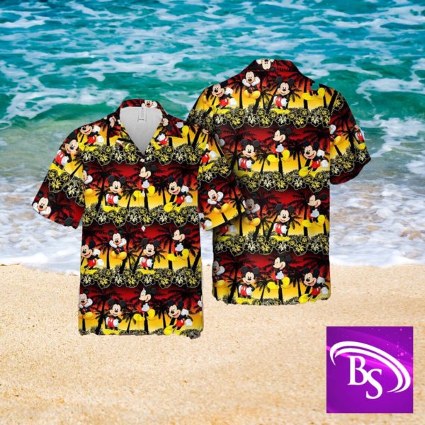 Mickey Mouse Sunset Time Dis ney Hawaiian Shirt