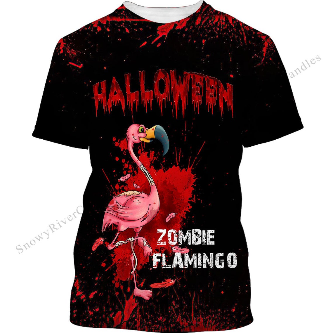 Halloween Zombie Flamingo All Over Print 3D T Shirt