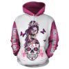 Breast Cancer Fight Like A Girl Sugar Skull 3D All Over Print Hoodie