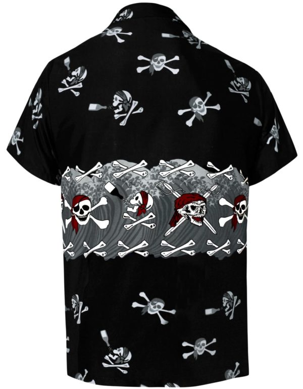 Likre Black Pirate Printed Beach Hawaiian Shirt