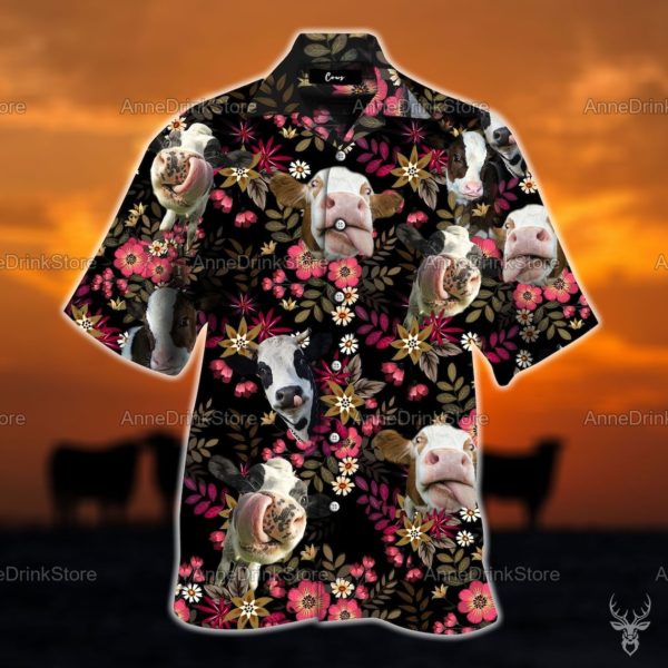 Cow Tropical Flower Hawaiian Shirt