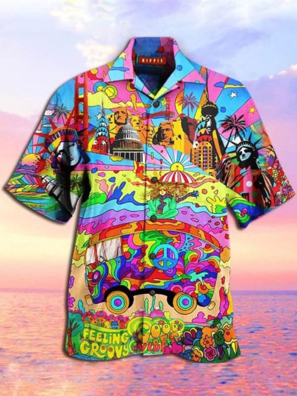 Wonders of America Hippie Hawaiian Shirt