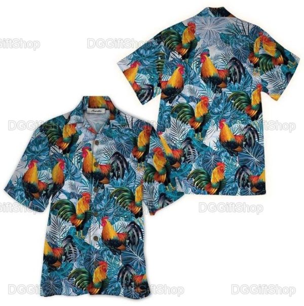 Rooster Button Hawaiian Shirt