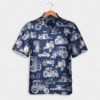 Tractor Pattern White And Blue Hawaiian Shirt