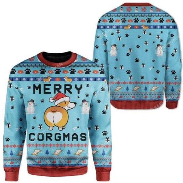 Corgi Dog Merry Christmas Ugly Christmas Funny Sweater