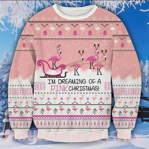 Pink Flamingo Ugly Christmas Sweater Sweatshirt