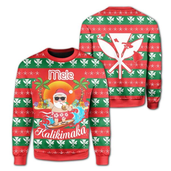 Mele Kalikimaka Santa Relax Hawaii Christmas Sweatshirts