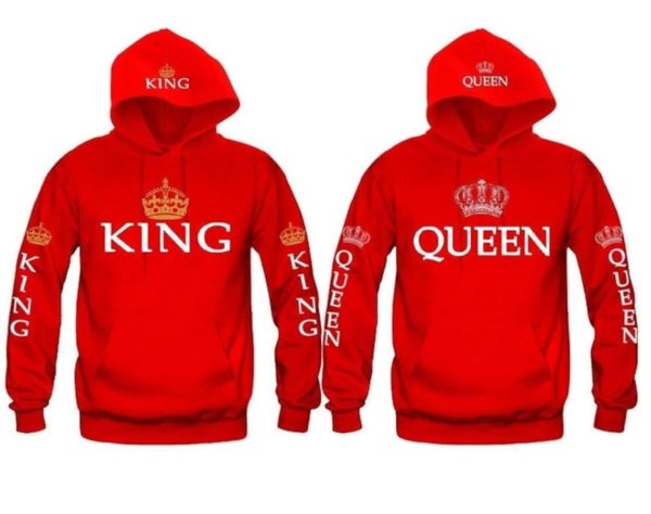 King & Queen Crown Couples Hoodies Matching Valentine's Christmas