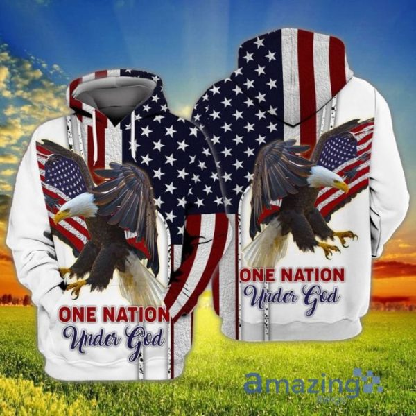 4th Of July Independence Day American Eagle One Nation Under Girl All Over Print 3D Hoodie