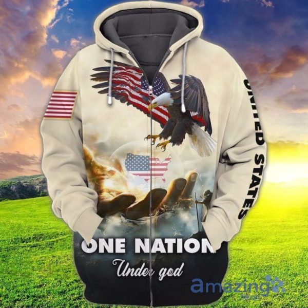 4th Of July Independence Day American Eagle One Nation Under God All Over Print 3D Hoodie