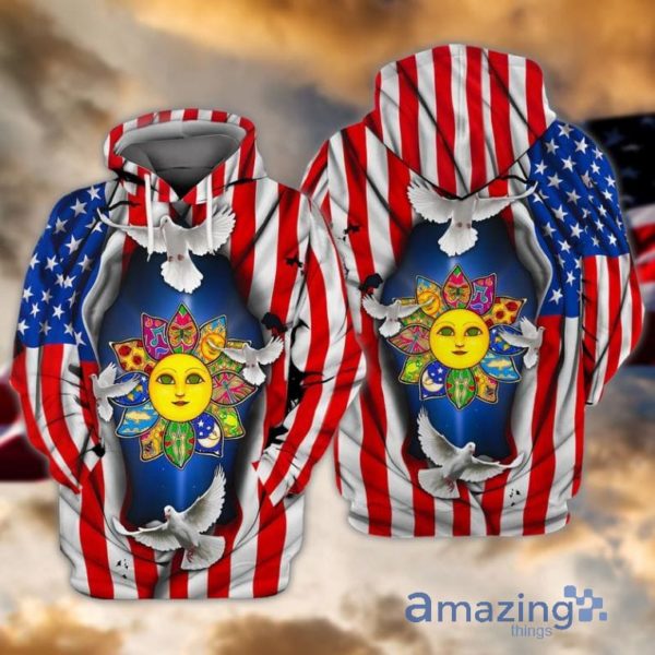 4th Of July Independence Day American Flag Hippie For Men Women All Over Print 3D Hoodie