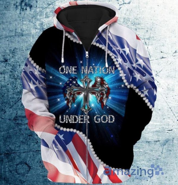 4th Of July Independence Day American One Nation Under God All Over Print 3D Hoodie