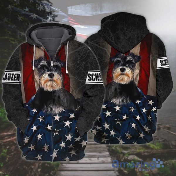 4th Of July Independence Day American Schnauzer Usa Flag All Over Print 3D Hoodie