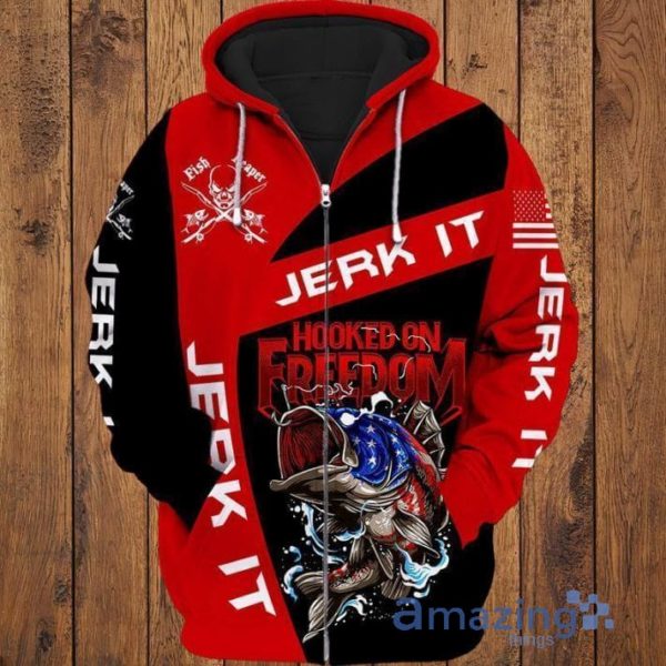 4th Of July Independence Day Fishing Jacket Hooker On Freedom All Over Print 3D Hoodie