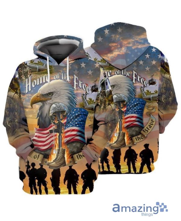 4th Of July Independence Day Memorial Day American Eagle Home Of The Free All Over Print 3D Hoodie