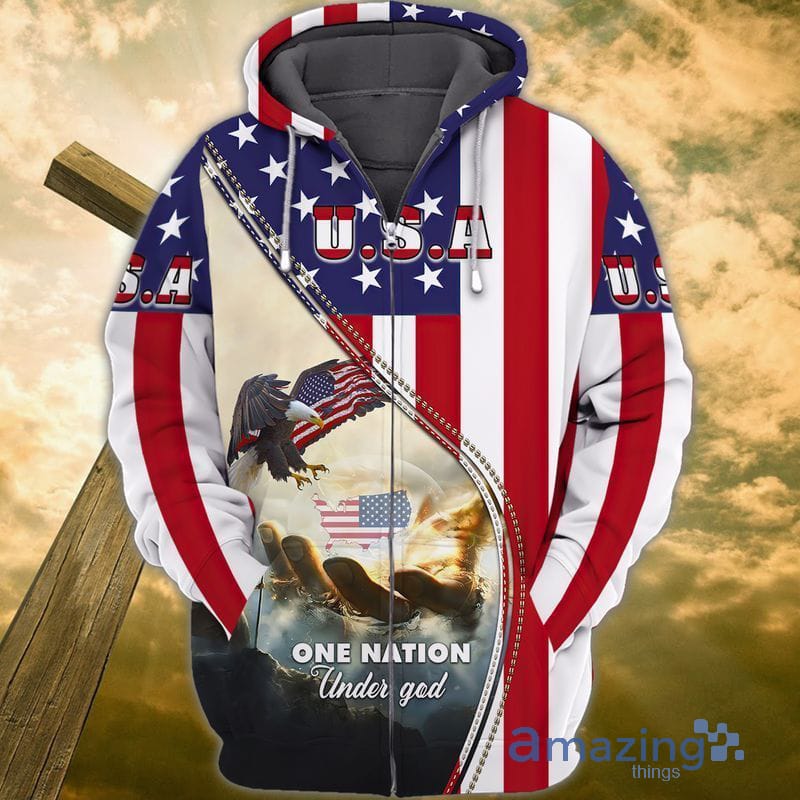 4th Of July Independence Day One Nation Under God American Eagle 1 All Over Print 3D Hoodie