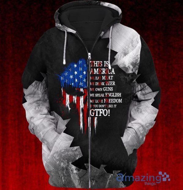 4th Of July This Is America We Eat Meat We Drink Beer We Own Guns All Over Print 3D Hoodie