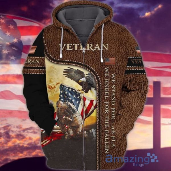 4th Of July Independence Day Memorial Day American Eagle Veteran We Stand For The Fla We Kneel For The Fallen All Over Print 3D Hoodie