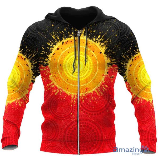Aboriginal Flag Indigenous Sun Painting Art All Over Print 3D Hoodie