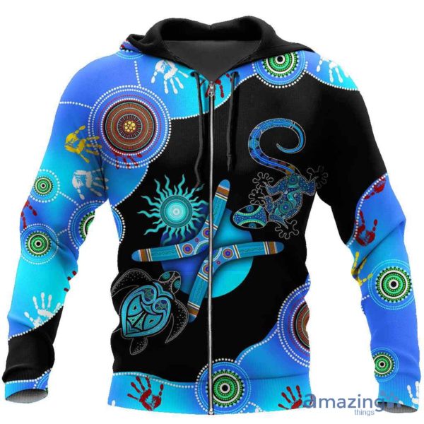 Aboriginal Naidoc Week Blue Turtle Lizard All Over Print 3D Hoodie