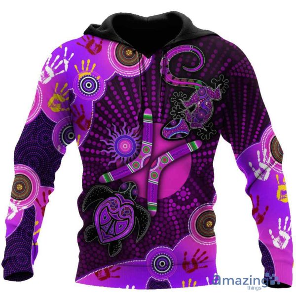 Aboriginal Naidoc Week Purple Turtle Lizard Sun All Over Print 3D Hoodie