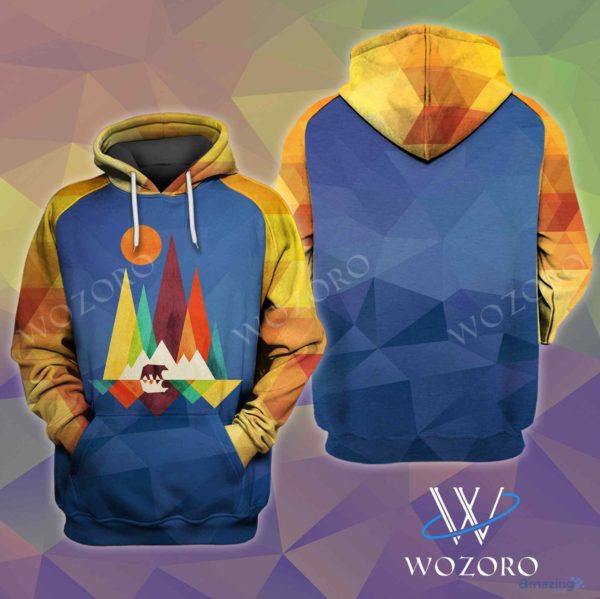 Abstract Background Bear Blue Camping All Over Print All Over Print 3D Hoodie