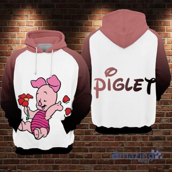 Baby Cute Piglet Playing With Flower Over Print All Over Printed 3D Zip Hoodie