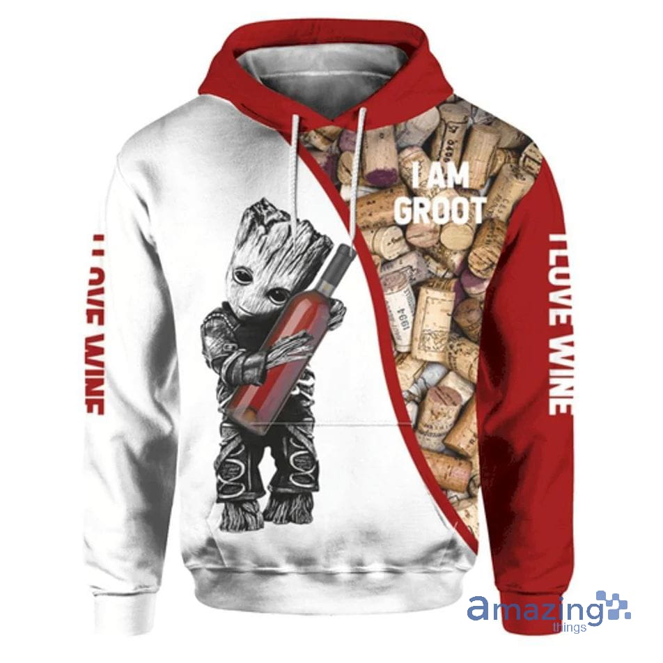 Baby Groot I Love Wine All Over Printing All Over Printed 3D Hoodie