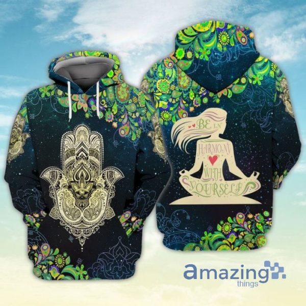 Be In Harmony With Your Self Hipster Trippy All Over Printed 3D Zip Hoodie