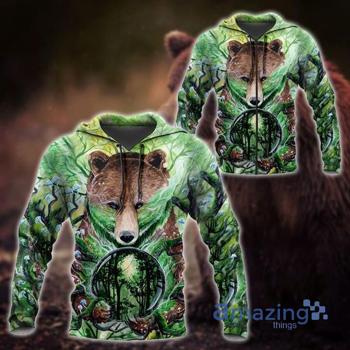 Bear Grumpy In Forest Full Printing All Over Printed 3D Hoodie image Bear Grumpy In Forest Full Printing All Over Printed 3D Hoodie